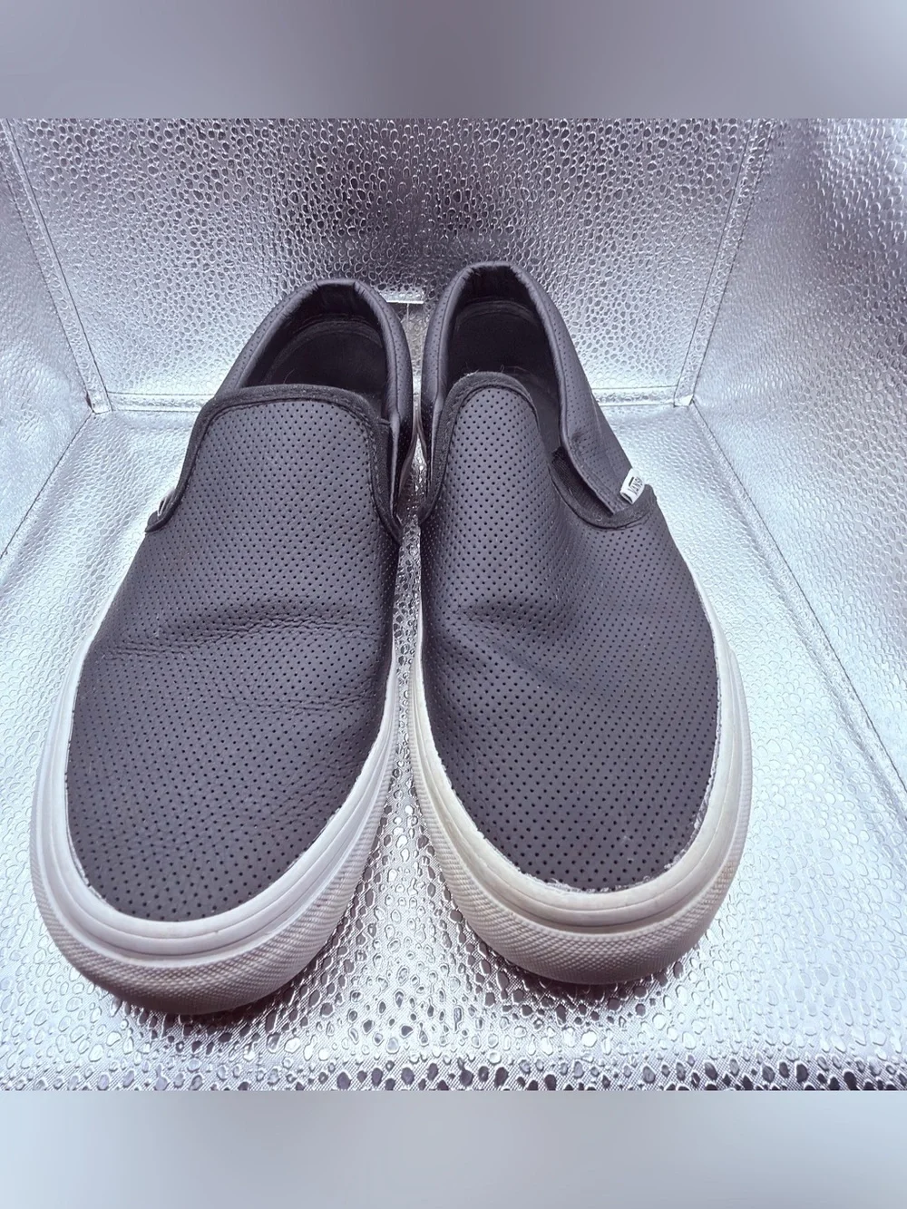 Vans Men's Slip-On Perforated Black and White Casual Shoes